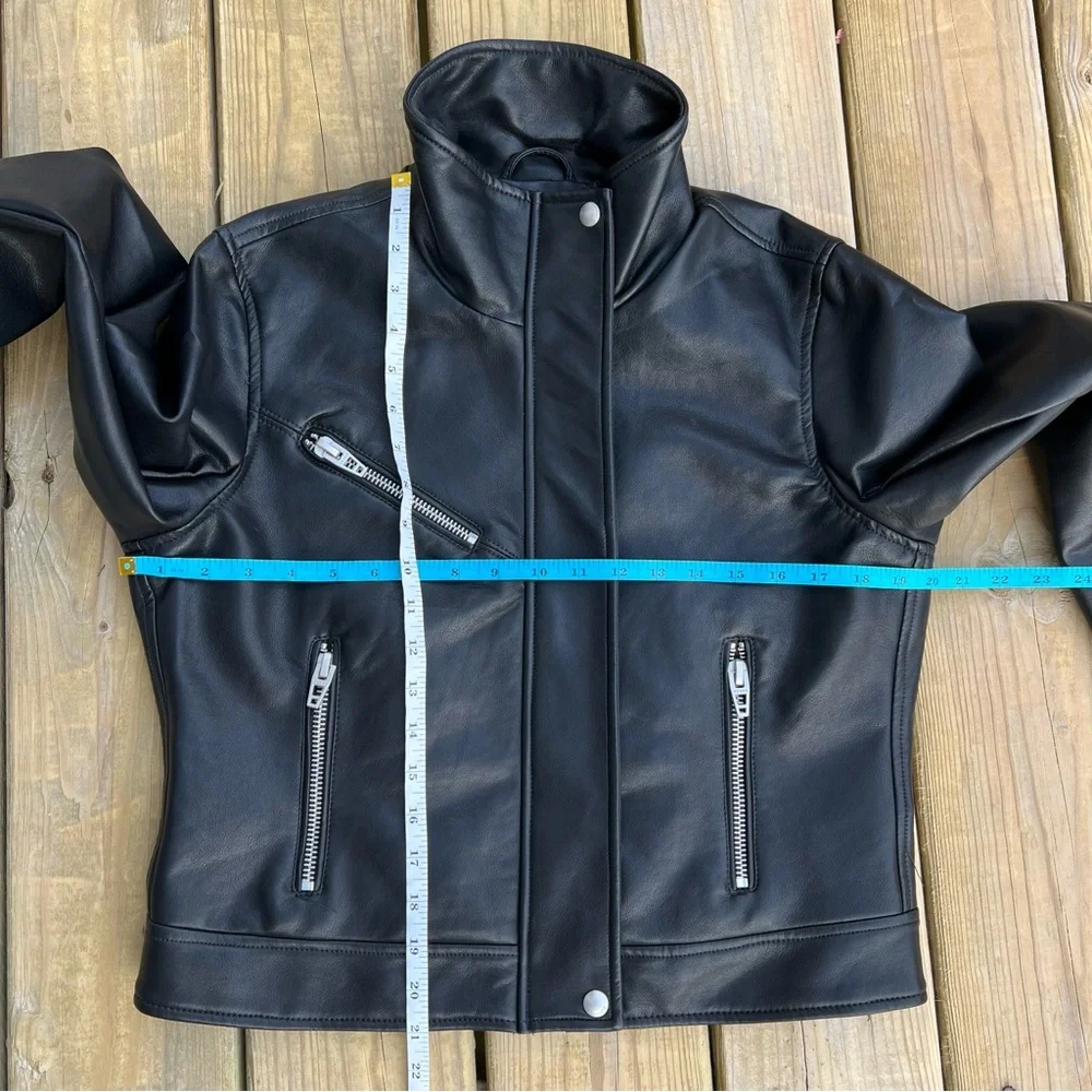 Blank NYC Faux Black Leather Full Zip Moto Jacket NWOT Sz M Lined Mob Wife - Picture 13 of 16